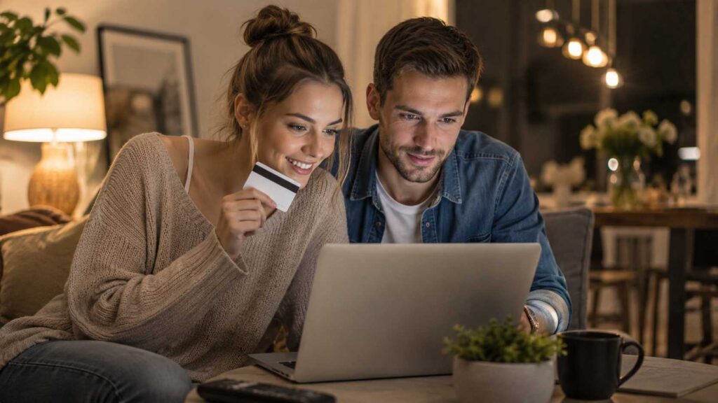 Junges Paar beim Online-Shopping