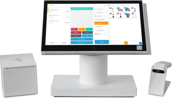 ETRON onRetail Kassenset HP Engage mit Scanner und Bondrucker