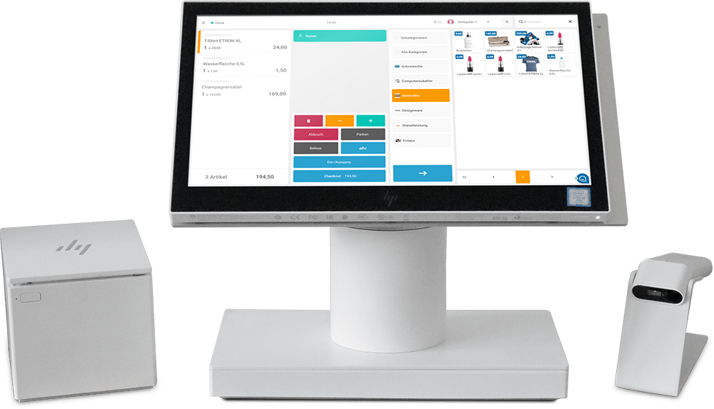 ETRON onRetail Kassenset HP Engage mit Scanner und Bondrucker