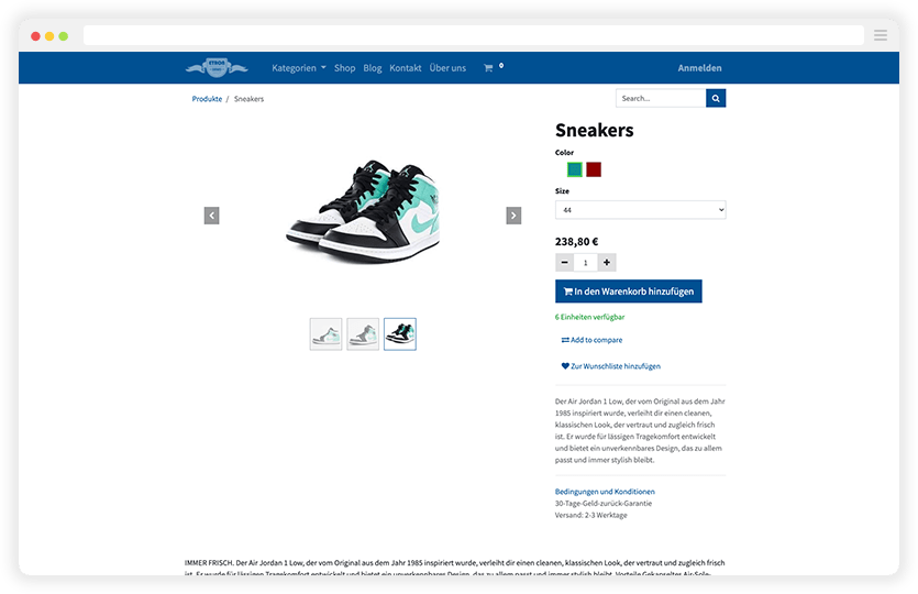 ETRON onRetail Onlineshop & Website Interface