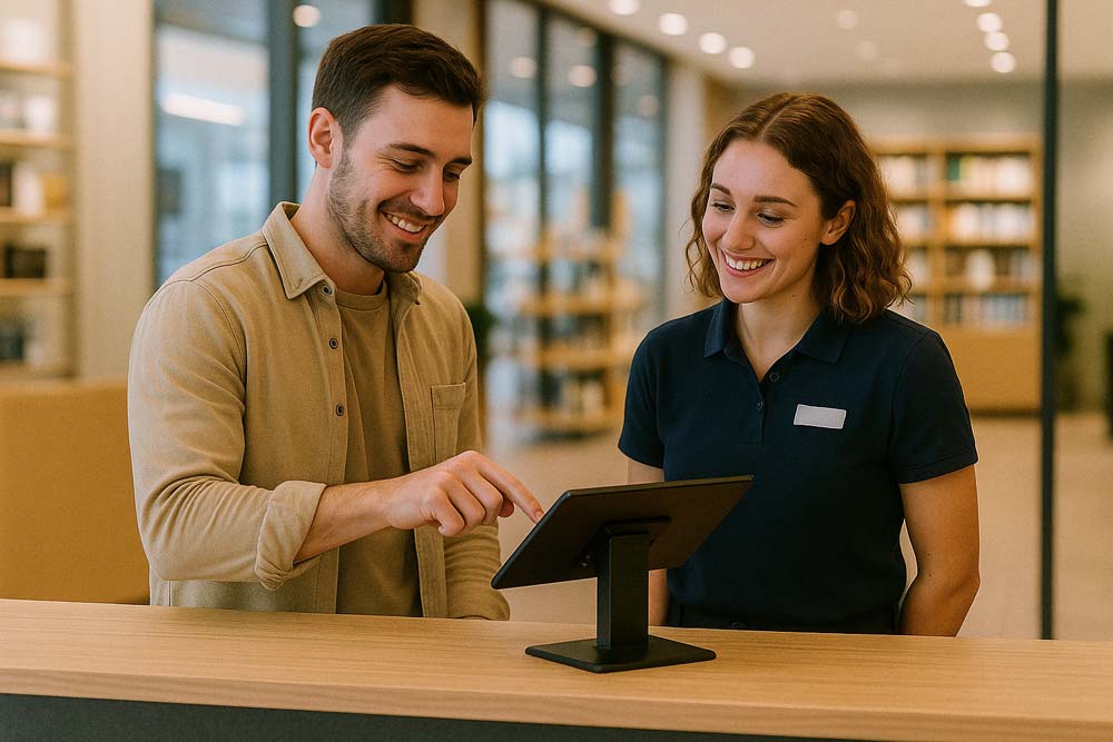 Digitales Kundenerfassungsformular mit Unterschrift per Tablet in ETRON onRetail integrieren – per Drag-and-Drop im Editor platzieren, Daten direkt ins CRM speichern