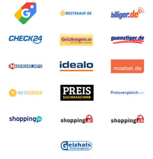Logos relevanter Preisvergleichsportale