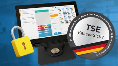 Kassensystem, Schloss und TSE & KassenSich Konform Siegel